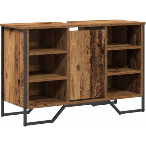 Meuble de Lavabo de Salle de Bain Bois Ancien 91 x 35 x 60 cm CFW716111