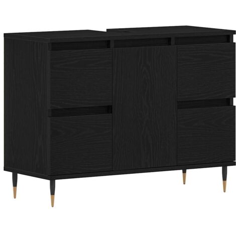 Meuble de Lavabo de Salle de Bain Chêne noir 80 x 33 x 60 cm CFW377738