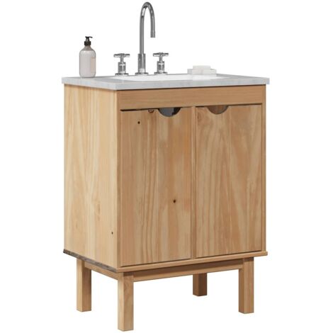 Meuble de lavabo de salle de bain，Meuble de rangement OTTA 59x40x80 cm bois massif CFW68857