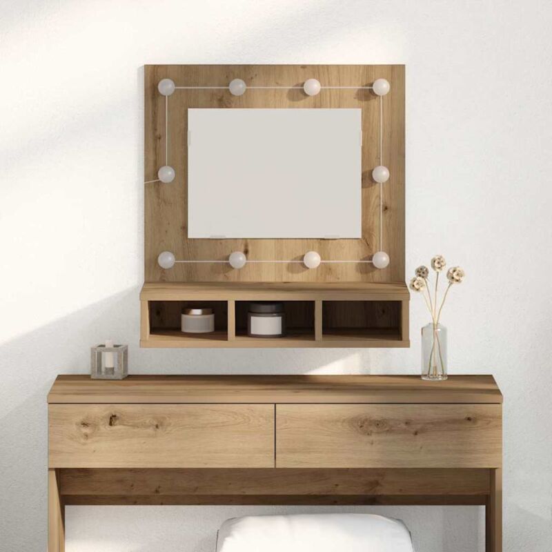 Torana - Armoire Miroir avec étagère chêne artisanal 62 x 31,5 x 62 cm