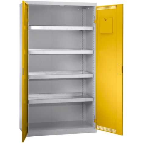 Meuble de protection de l'environnement Stumpf BP-4 gris clair / jaune de signalisation + 4 bacs de rétention continus - 7598062