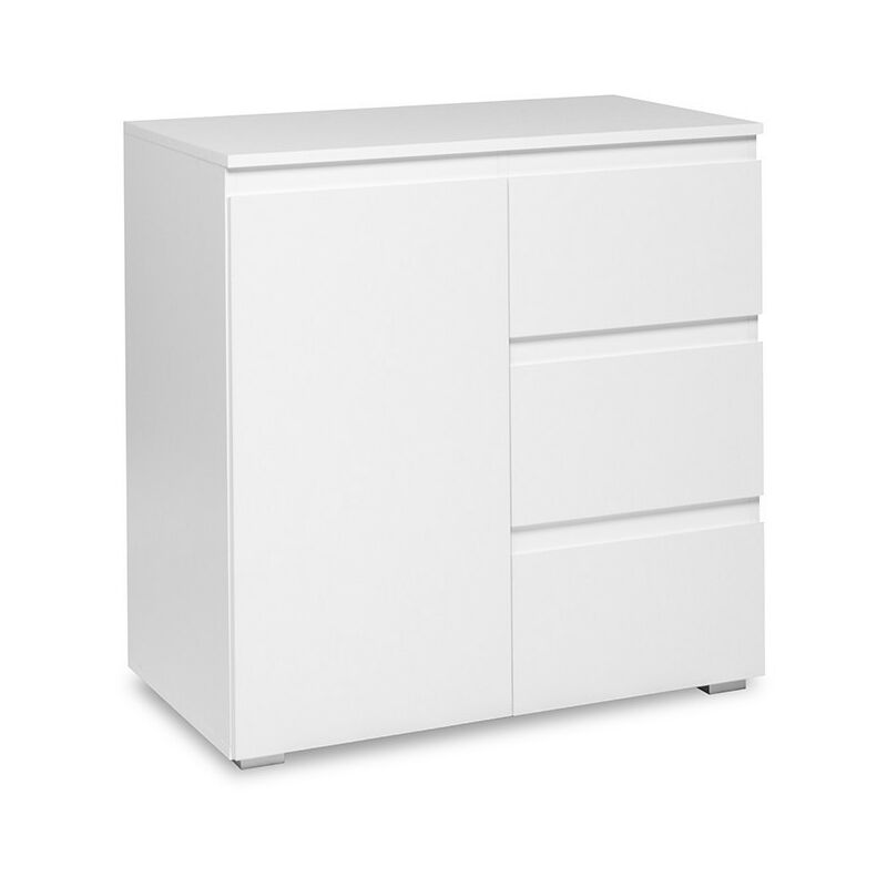 Meuble de rangement 1 porte 3 tiroirs blanc