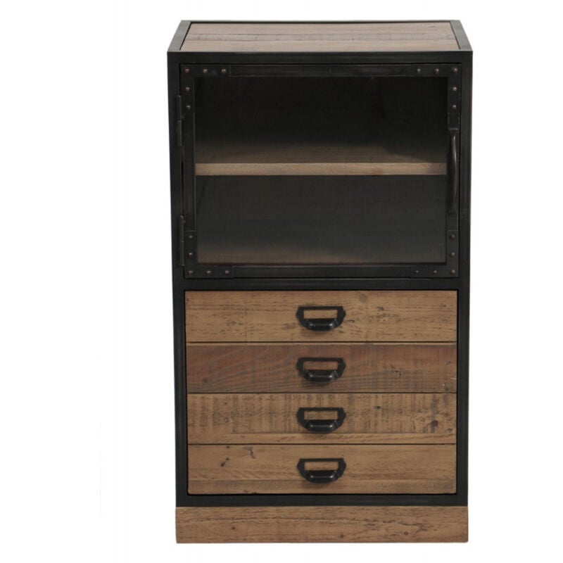 Meuble de rangement 2 portes - Bois - Marron - Interior's