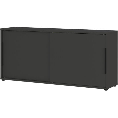 Meuble de rangement 2 portes coulissantes 160x40x74 cm gris foncé - MAILZ