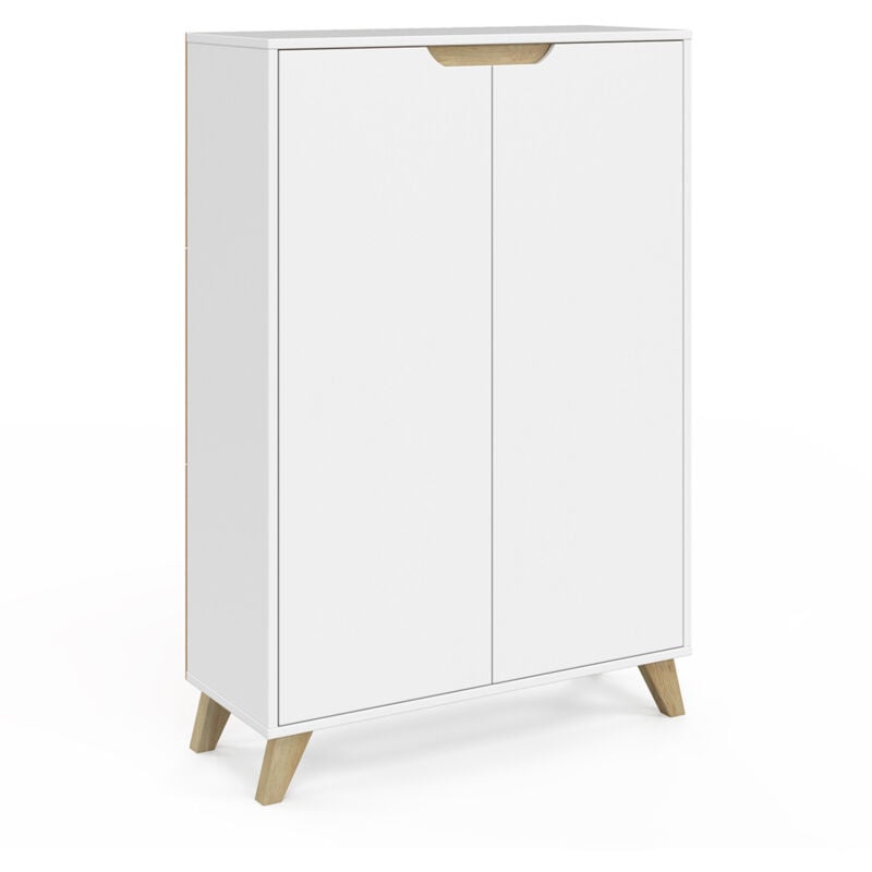 Meuble de rangement 2 portes helsinki scandinave blanc