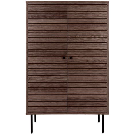 Meuble de rangement 2 portes KYOTO – Chêne & métal noir-Marron
