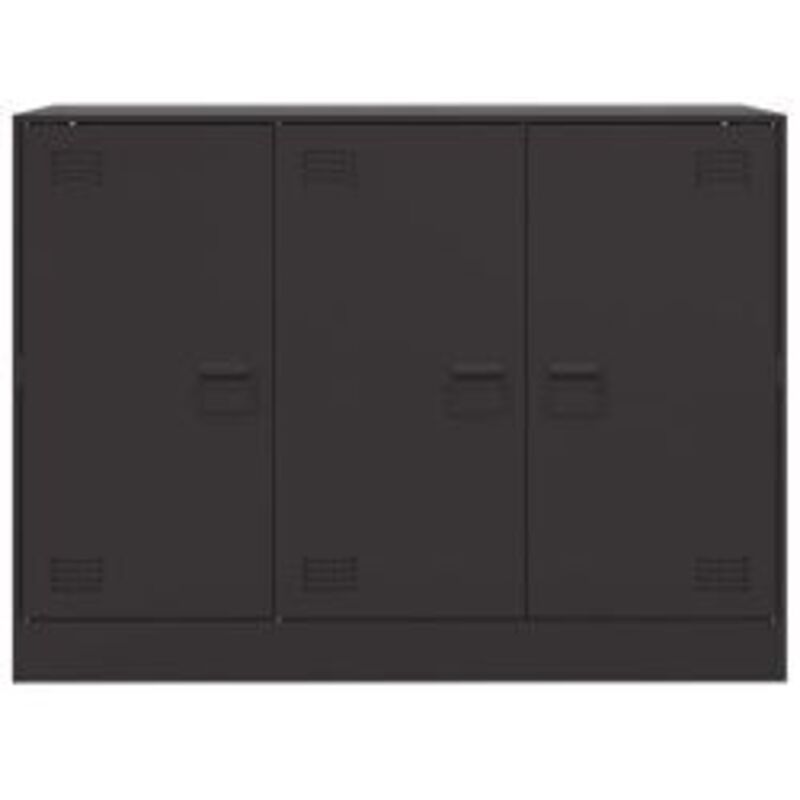 Meuble de rangement 3 portes en acier Lazard 99cm - Style Industriel-Noir Meuble de rangement 3 portes en acier Lazard 99cm - Style Industriel-Noir