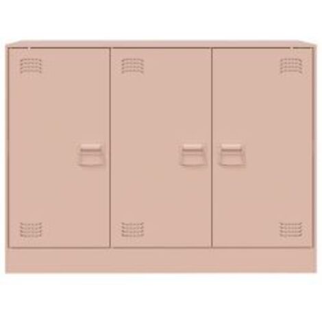 Meuble de rangement 3 portes en acier Lazard 99cm - Style Industriel-Rose clair