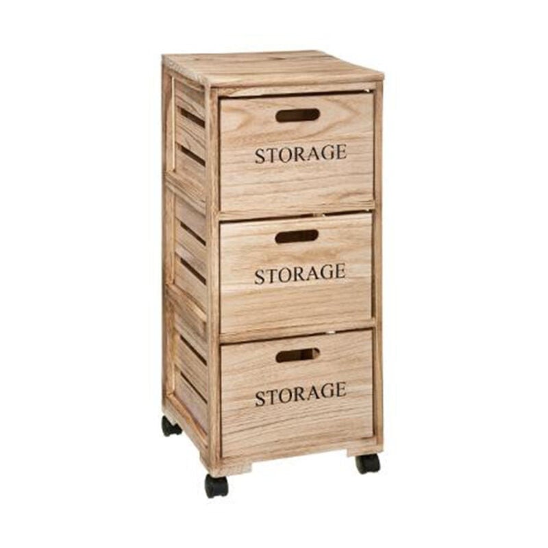 Five Simply Smart - Meuble de Rangement '3 Tiroirs' 82cm Naturel