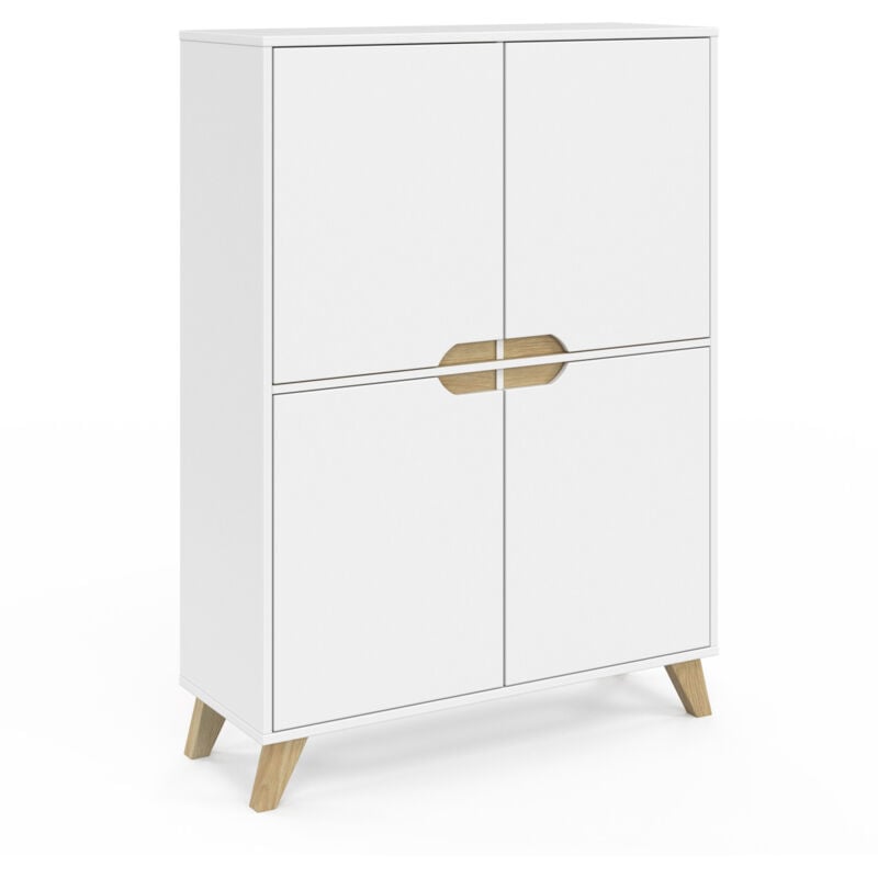 Meuble de rangement 4 portes HELSINKI scandinave blanc