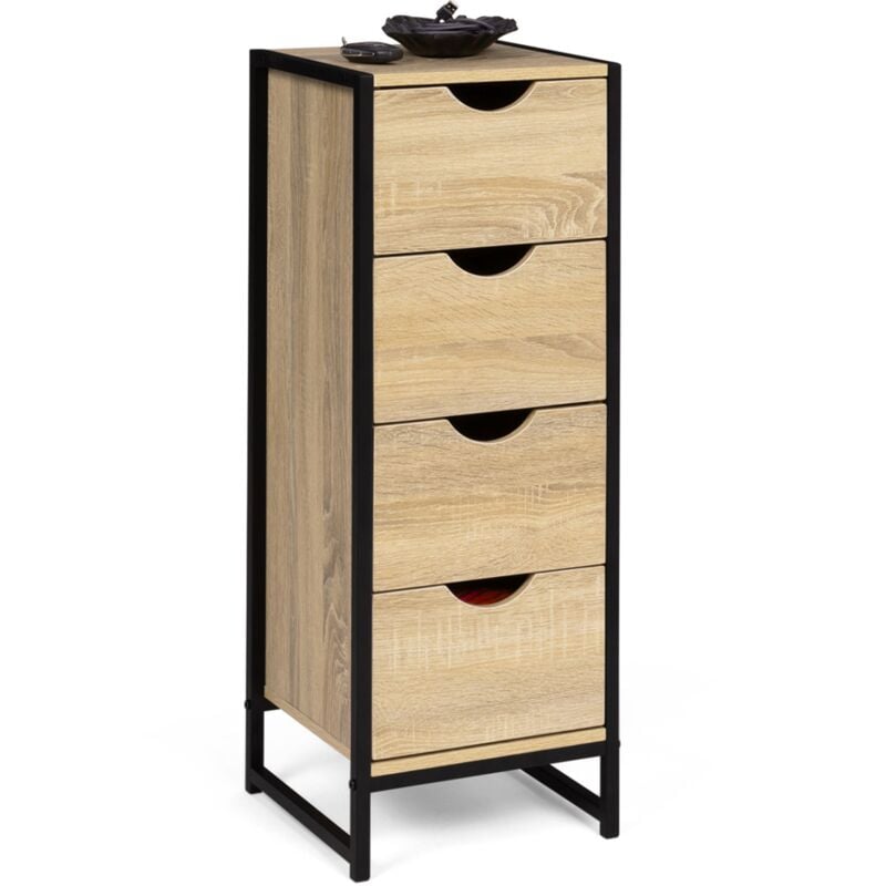 Meuble de rangement 4 tiroirs detroit 30 cm chiffonnier d'appoint design industriel