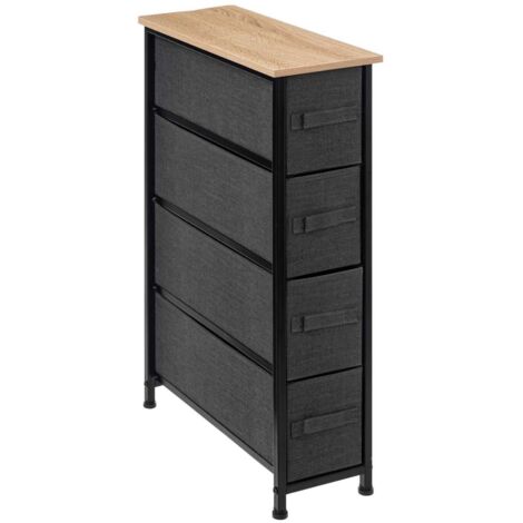 Five Simply Smart – Rangement 4 tiroirs tissu – Dimensions 20x48x73,5 cm – Métal et MDF – Tiroirs en polyester gris foncé et marron – Poids 4,56 kg