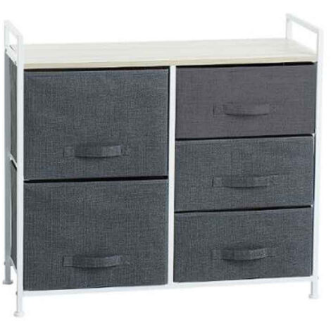 Meuble de Rangement "5 Tiroirs" 83cm Gris Foncé