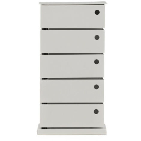 Meuble de Rangement 5 Tiroirs "San Carlos" 72cm Blanc