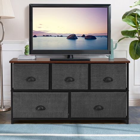 Meuble de Rangement 5 Tiroirs Tissu Commode Chambre 100x30x53,5 cm CWXT4965 DESIGN IN