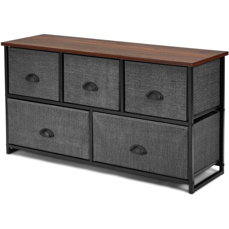 Meuble de rangement à 5 tiroirs tissu commode de chambre 100 x 30 x 53,5 cm