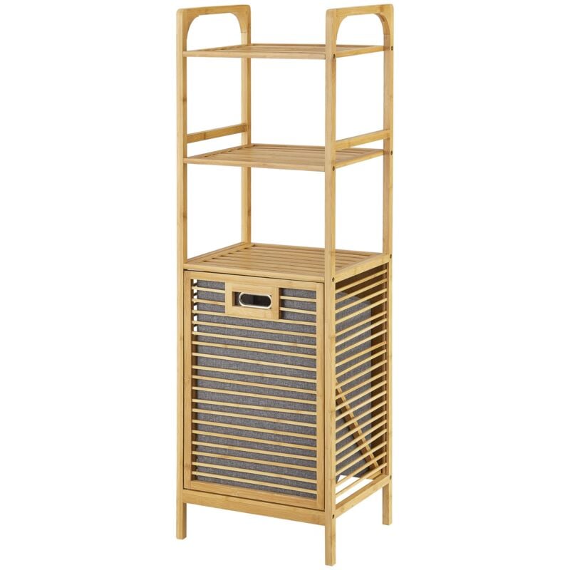 Meuble de rangement à linge en bambou avec étagère 118 x 39,5 x 30,5 cm