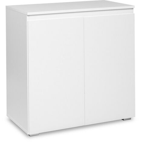 Meuble de rangement armoire 2 portes blanc mat – Dimensions 80x40x80 cm – Panneaux mélaminés avec chants ABS – Design sans poignées