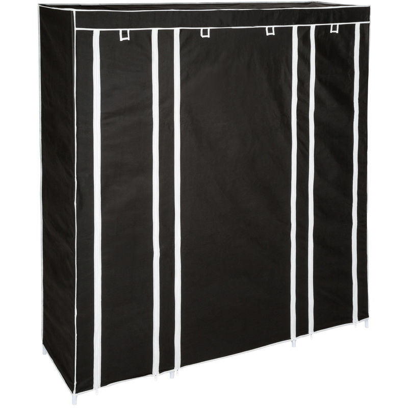 tectake - armoire penderie en tissu 12 compartiments sur 5 niveaux - noir