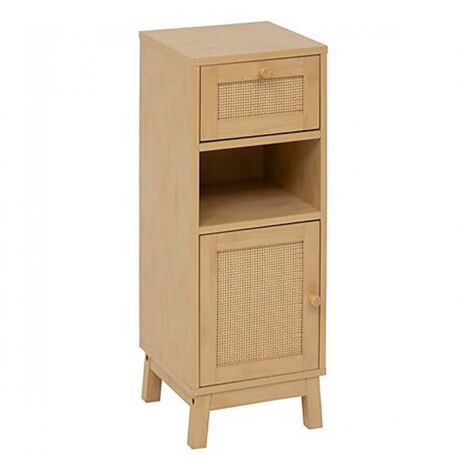 Meuble de rangement avec 1 porte et un tiroir, coloris marron - Longueur 30 x Profondeur 30 x Hauteur 80 cm