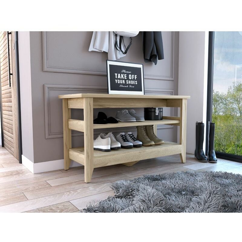 Tuhome Concept - Misuri Banc de rangement, avec étagères 43CM l x 17.7CM l x 25CM h Duna