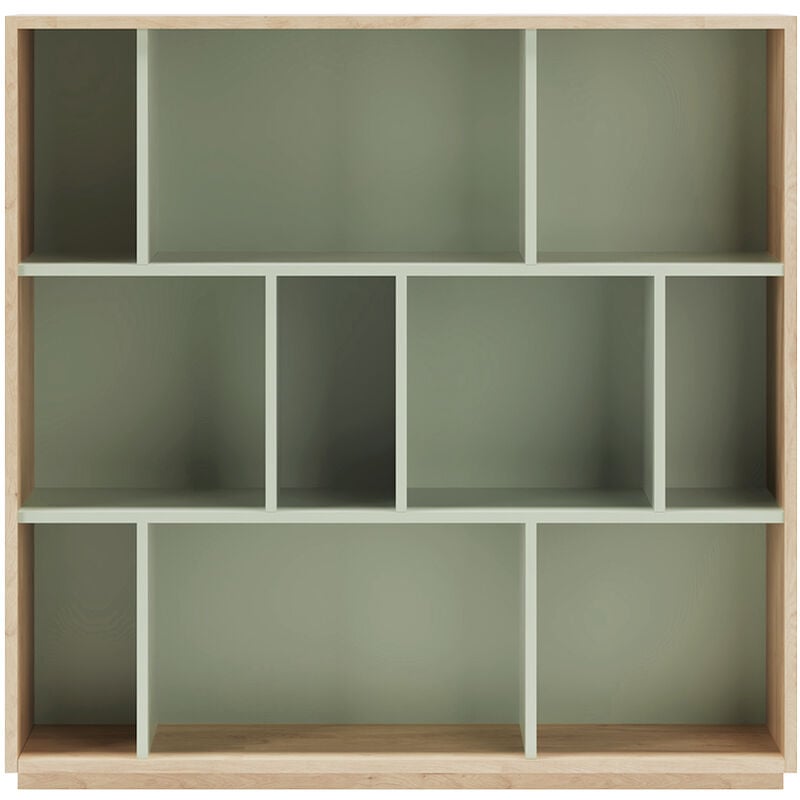 Meuble de rangement, collection nack (546), bibliothèque étagère à 3 nivaux en mélamine.- chêne clair vert