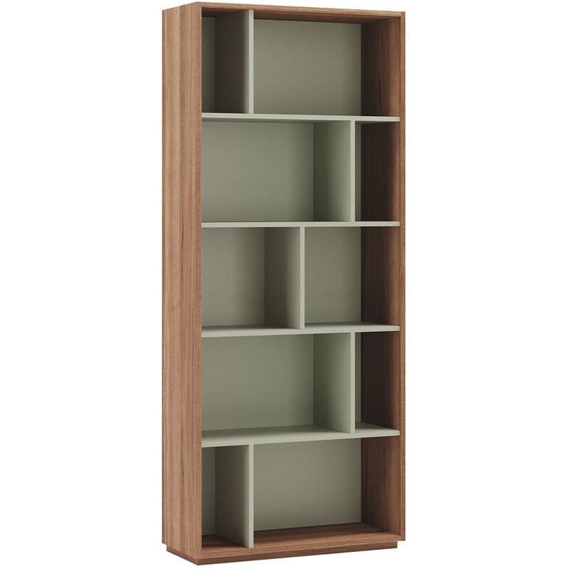 Meuble de rangement, collection NACK (545), bibliothèque étagère à 5 nivaux en mélamine.- noyer vert