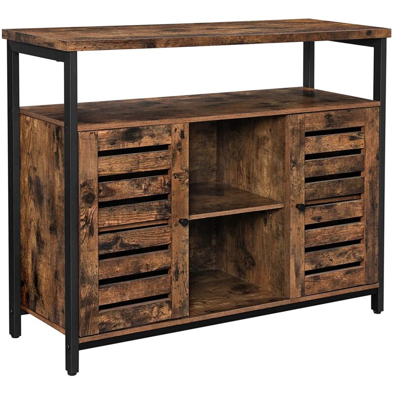 Meuble de rangement buffet meuble de cuisine avec placard et étagères marron et noir - Marron