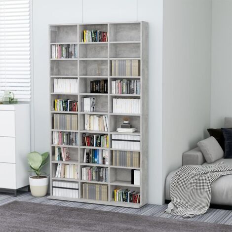 Meuble de Rangement CD/DVD  Meuble Étagère Gris béton 102x16x177,5 cm Bois d'ingénierie 77285
