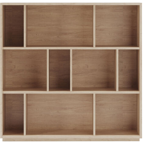 Meuble de rangement, collection NACK (546), bibliothèque étagère à 3 nivaux en mélamine.- chêne clair