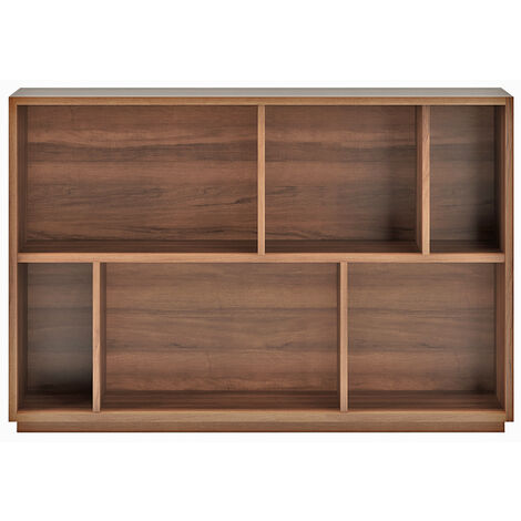 Meuble de rangement, collection NACK (547), bibliothèque étagère à 2 nivaux en mélamine.- noyer