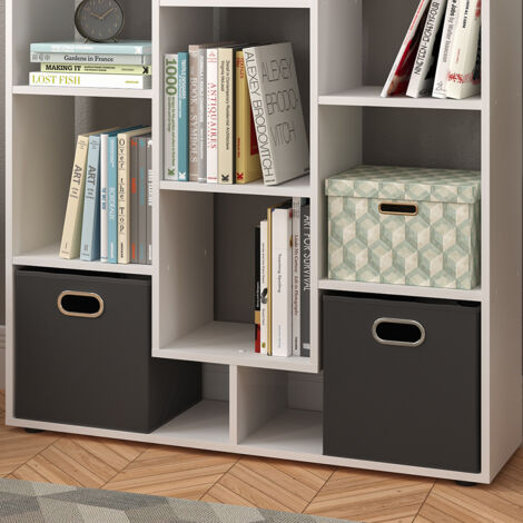 Meuble de rangement cube , Blanc, 107.2x143cm avec 2 boxes pliants, Vicco