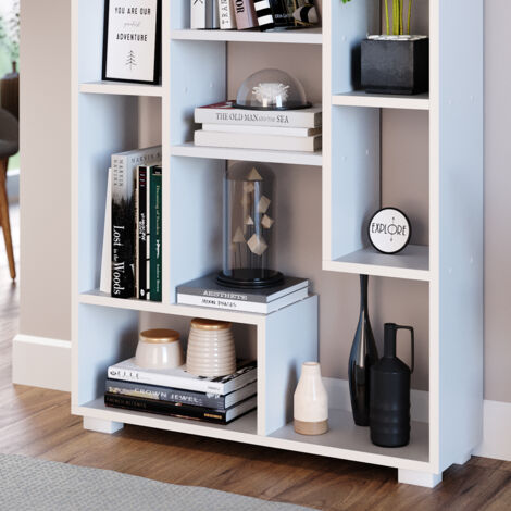 Vicco – Meuble de rangement cube Domus – Blanc – 70 x 120 x 20 cm – 9 étagères ouvertes – Panneau de particules 16 mm – Revêtement mélamine