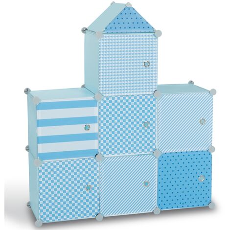 Meuble de rangement cube MERLIN enfant bleu 7 cases - Bleu