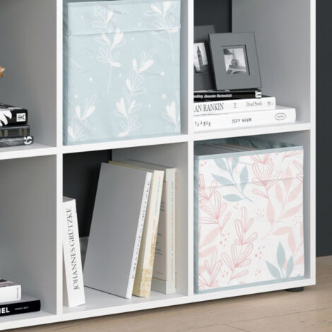 Meuble de rangement cube Nove, Blanc, 104 x 108 cm avec 4 boîtes pliantes opt.1, Vicco