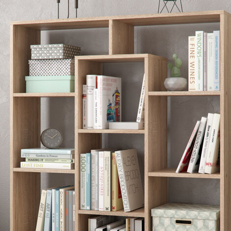 Vicco – Meuble de rangement cube Sonoma 103,9 x 143 x 29 cm – 11 étagères ouvertes – Panneau de particules 16 mm – Revêtement mélamine