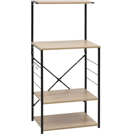 Meuble de Rangement Cuisine,étagère de cuisine,Armoire à micro-ondes Noir et chêne 60x39,6x123 cm Aggloméré -20348