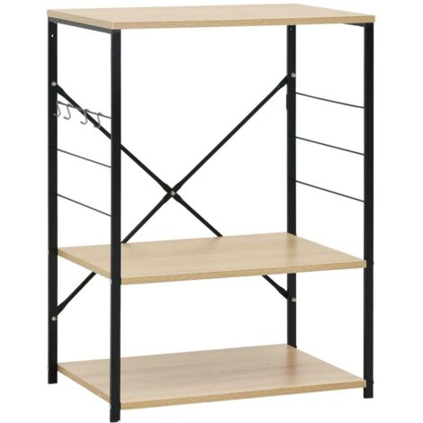 Meuble de Rangement Cuisine,étagère de cuisine,Armoire à micro-ondes Noir et chêne 60x39,6x79,5 cm Aggloméré -72122