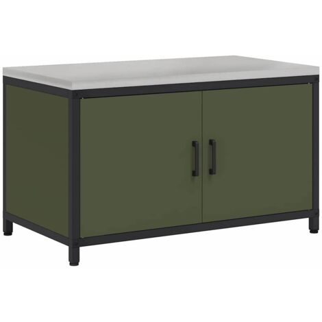 Meuble de rangement de cuisine avec étagère Vert olive Acier CFW99864