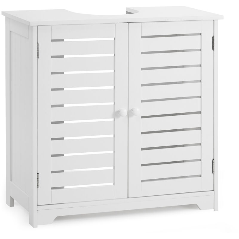 Meuble sous vasque simple meuble de rangement de salle de bain design moderne à persienne 60 x 60 x 30 cm Blanc Mondeer