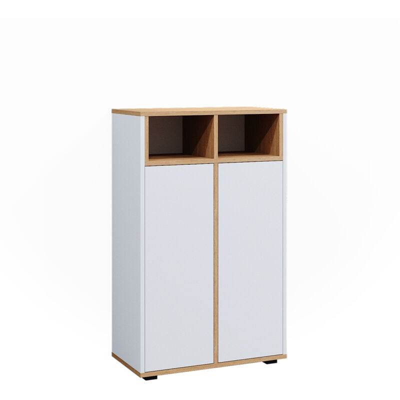 Vicco - Meuble de rangement de salle de bain Didi, Blanc/Artisan, 60 x 97 cm avec 2 portes