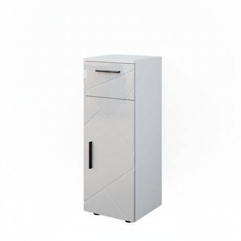 Vicco – Meuble bas de salle de bain blanc 30 x 81 cm – Panneau de particules 16 mm – Revêtement mélamine – Étagères ouvertes et fermées