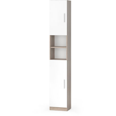 Vicco – Meuble de rangement colonne salle de bain 32 cm – Hauteur 190 cm – Panneaux de particules 16 mm – 2 portes et 6 étagères