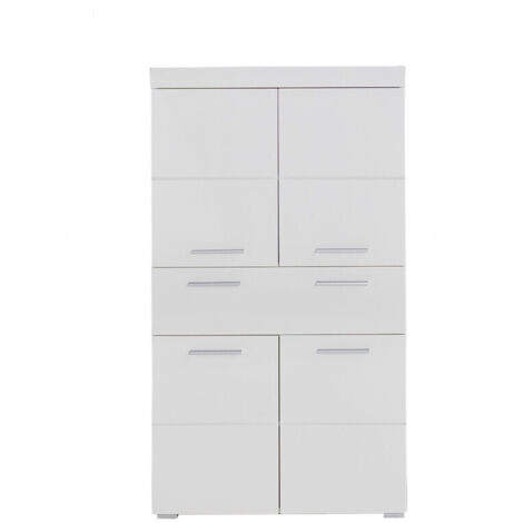 Meuble de rangement de salle de bain moderne blanc brillant Savana