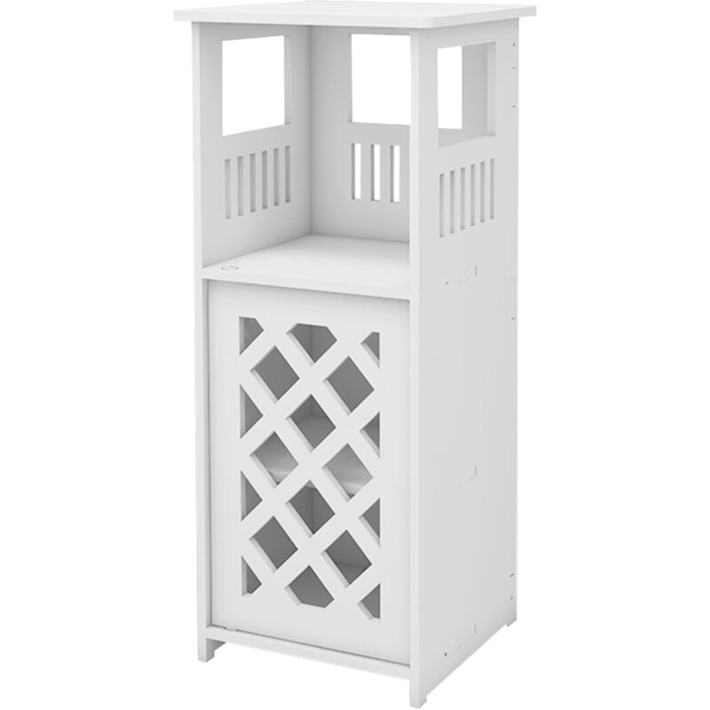 Meuble de Rangement de Salle de Bain, Petit Armoire de Sol Blanc, Organisateur de Rangement Autoportant pour Salon Chambre, 24 x 22 x 56cm