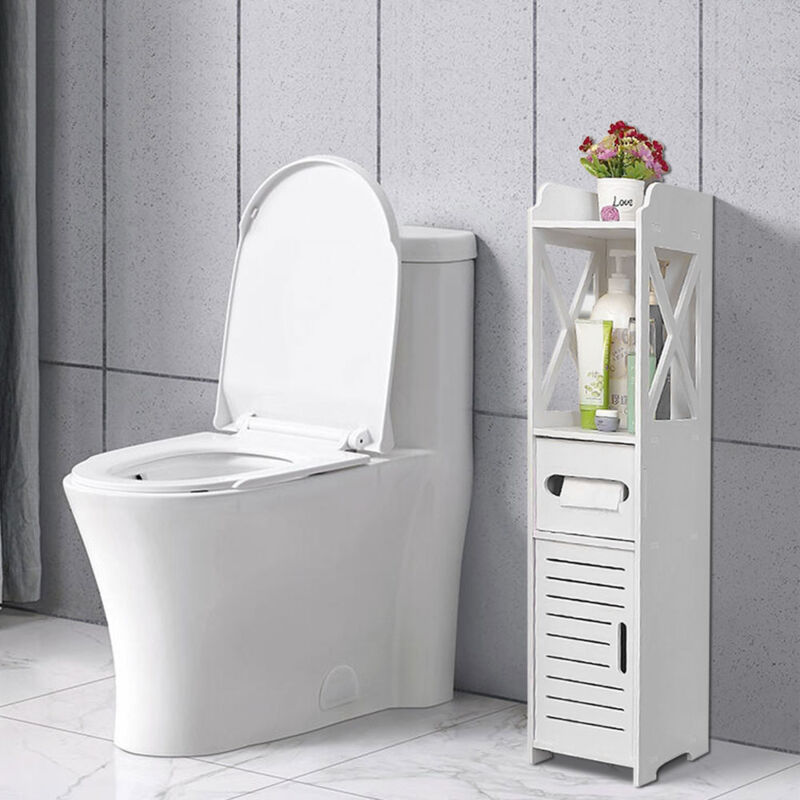 Dazhom - Meuble de rangement de salle de bain Toilette Armoir 80 x 15 x 15 cm blanc