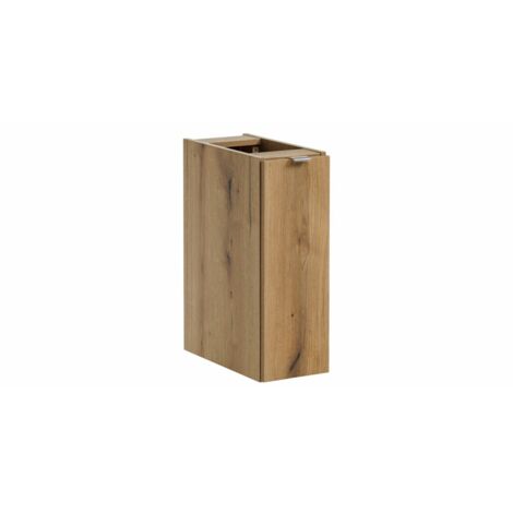 Meuble de rangement de salle de bain VANO – 1 porte – Coloris chêne – L20 × P57 × H39 cm – À suspendre