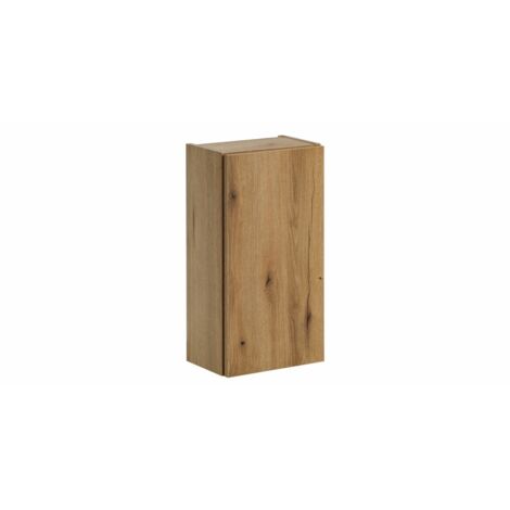 Meuble de rangement de salle de bain VANO – 1 porte – Coloris chêne – L30 × P57 × H18 cm – À suspendre