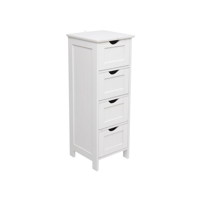 Meuble de Rangement de Salle de Bain,Armoire de Toilette sur Pied avec 4 tiroirs en MDF,Blanc,Meuble de salle de bain gain de place, armoire,meuble