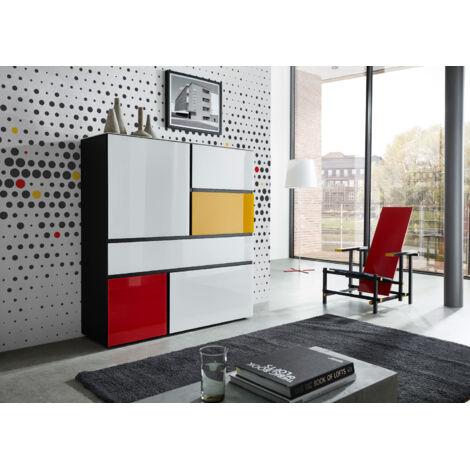 Meuble de rangement design noir/multicolore Ondine